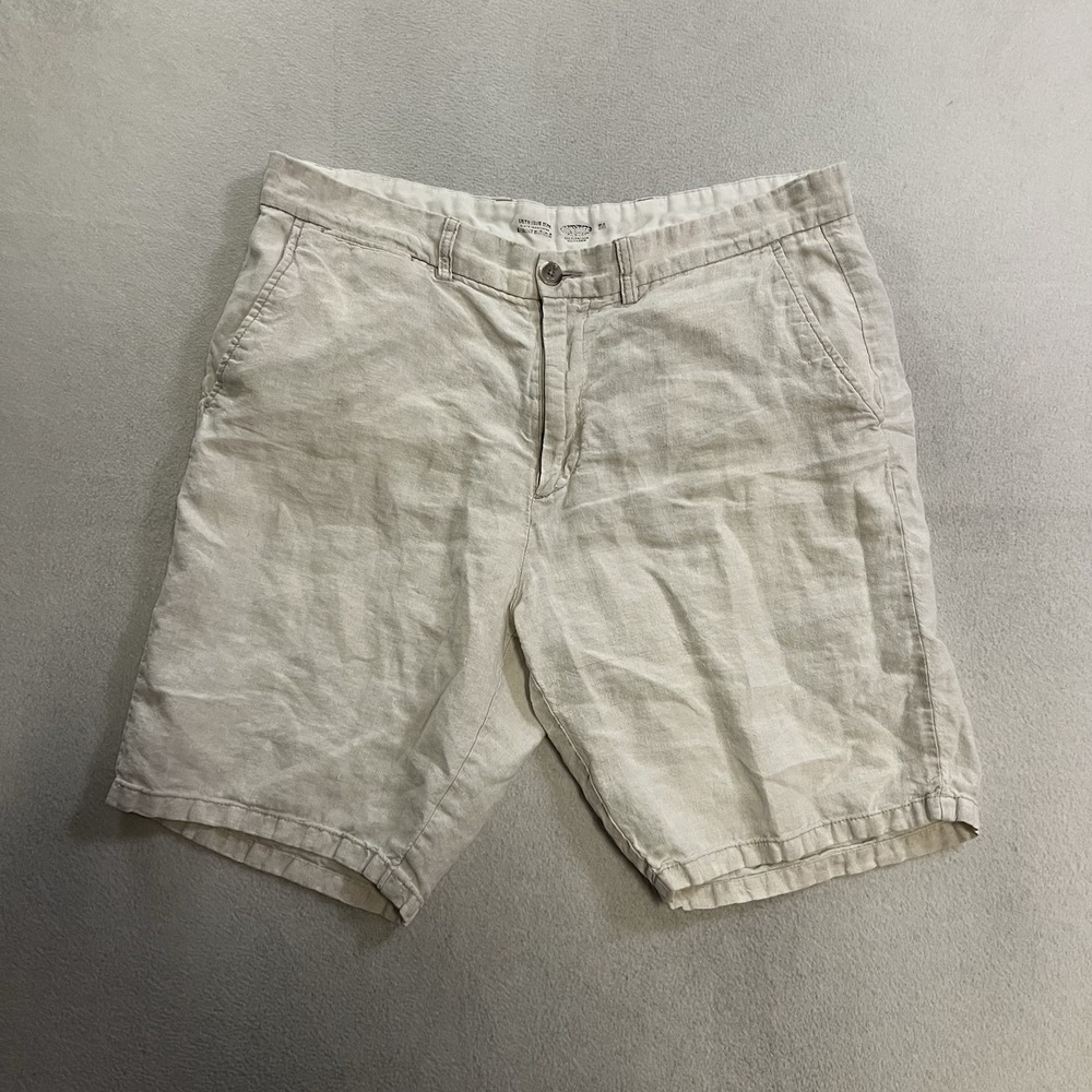 Old Navy Linen Shorts Mens Size 36 Beige Chino Ultimate Slim 9" Inseam Pockets